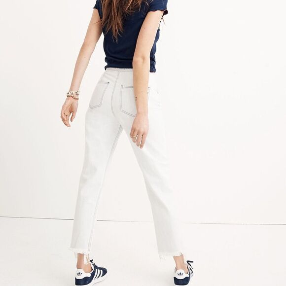 NWT Madewell Tapered Wide Leg Frayed Cropped Jeans 30 - Picture 1 of 9